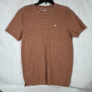 Hollister Men's Burnt Orange Brown Striped Casual Pocket Cotton Stretch Size Med